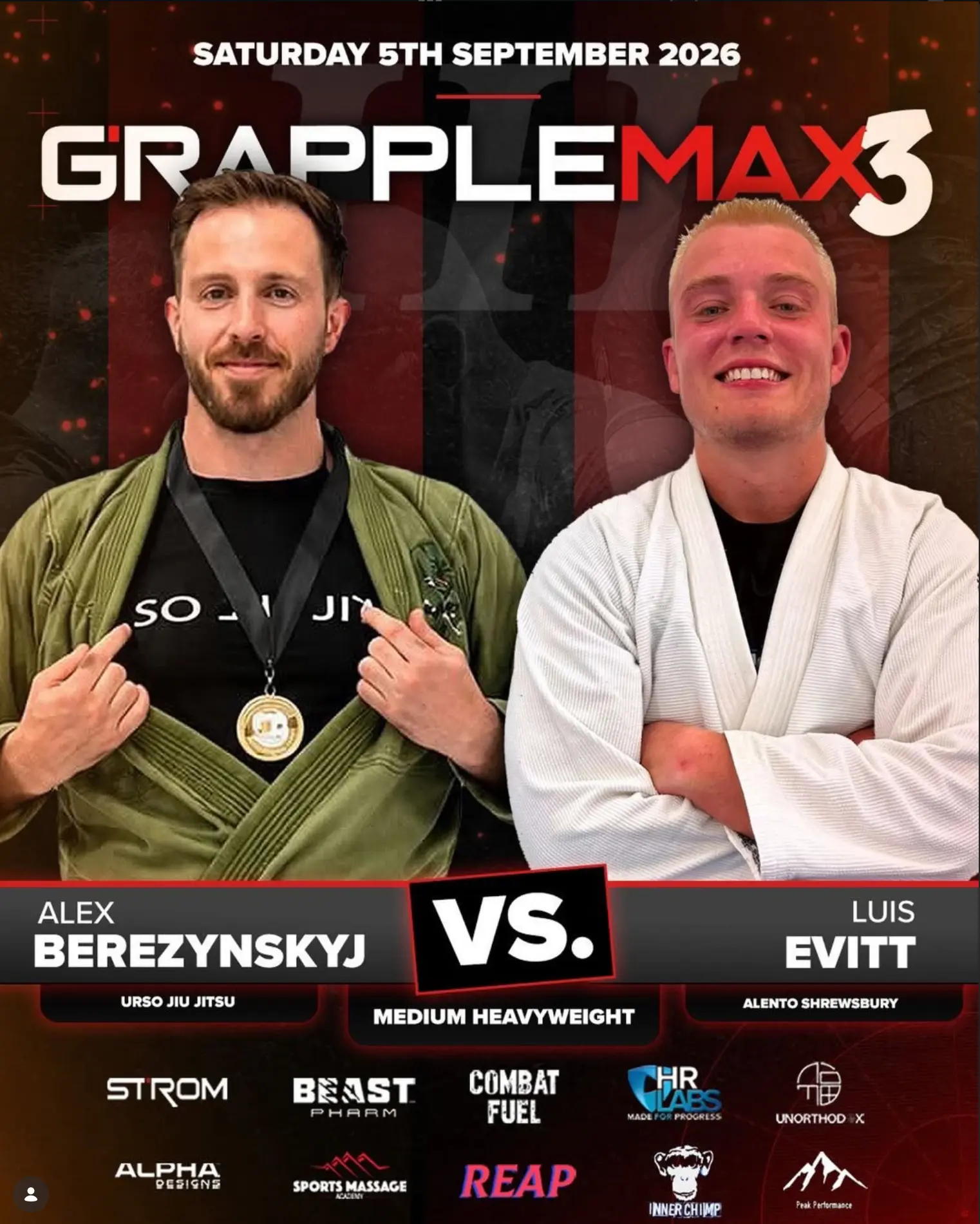 Alex Berezynskyj vs Luis Evitt, Medium Heavyweight at GrappleMax 3